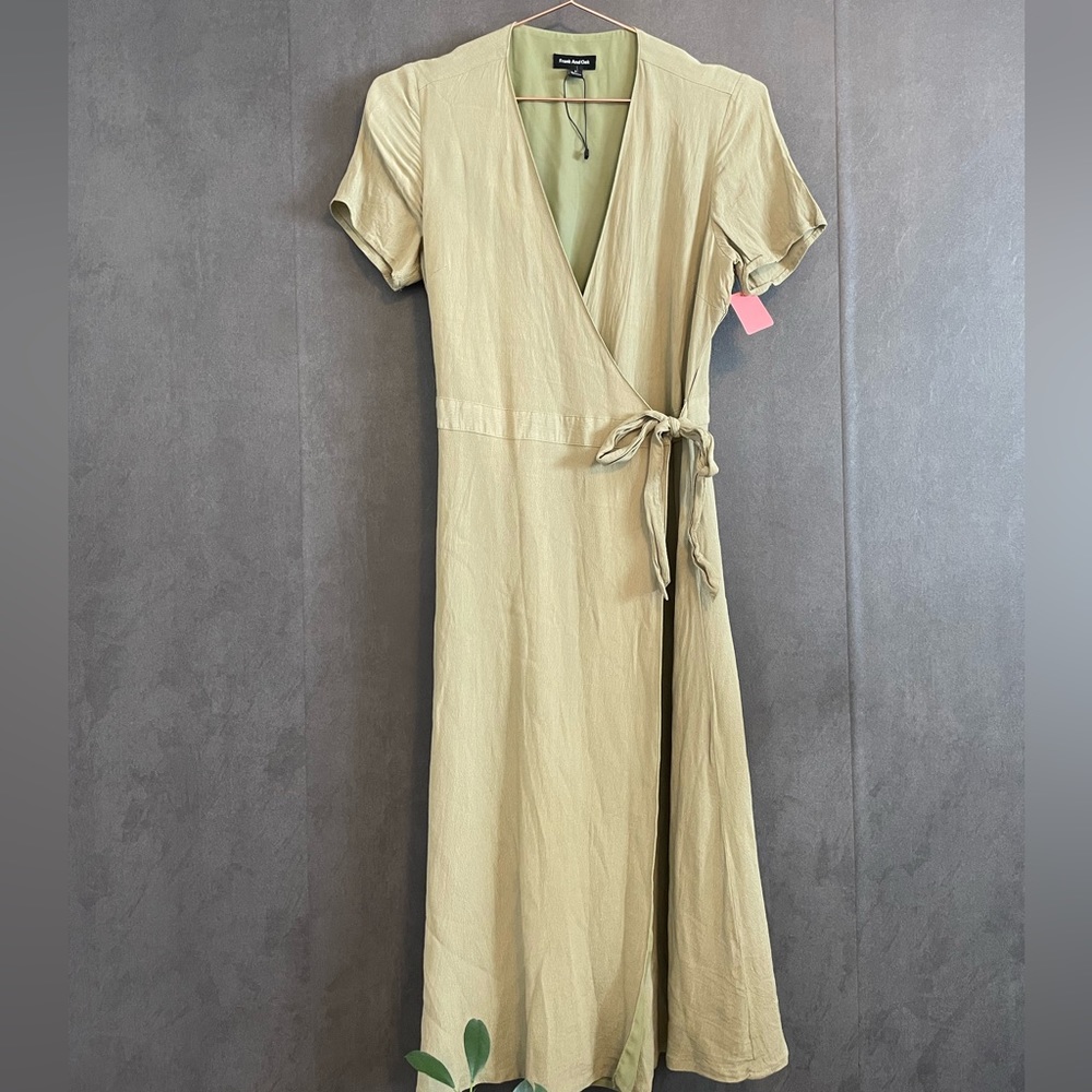 Frank and Oak Green Wrap Dress